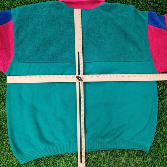 Vintage 90s MOD Fleece Sweatshirt Womens Large 23x22 Baggy Boxy - Picture 4 of 14